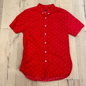 Carbon Slim Fit Button Down Flamingo Print Shirt